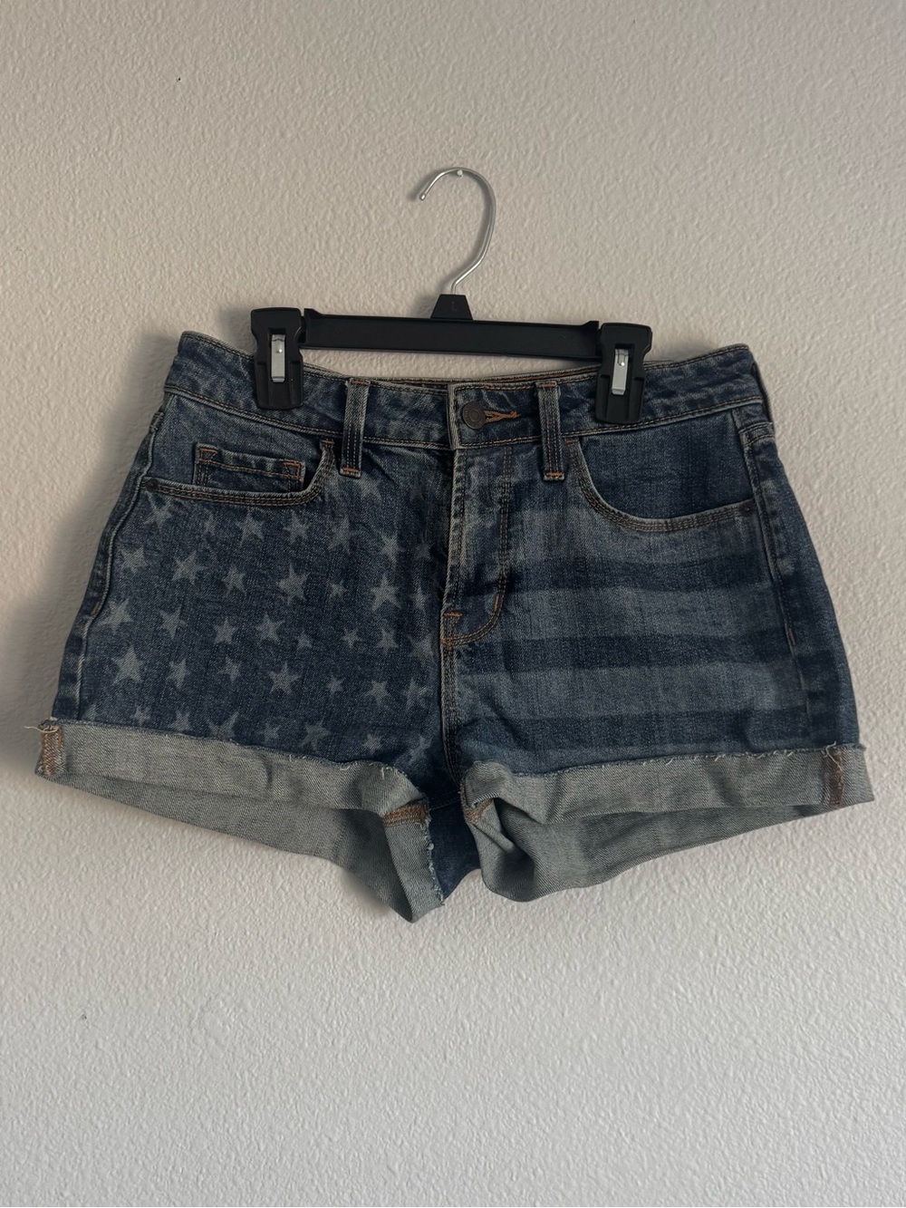 Old Navy Star & Stripe Cuffed Denim Shorts - Blue